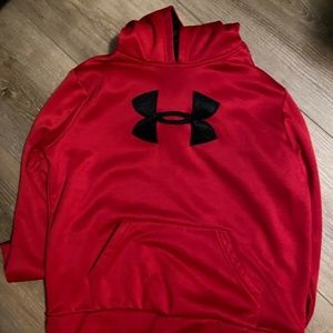 Under Armor Hoodie Sweatshirt Youth Large Black/Red Big Logo